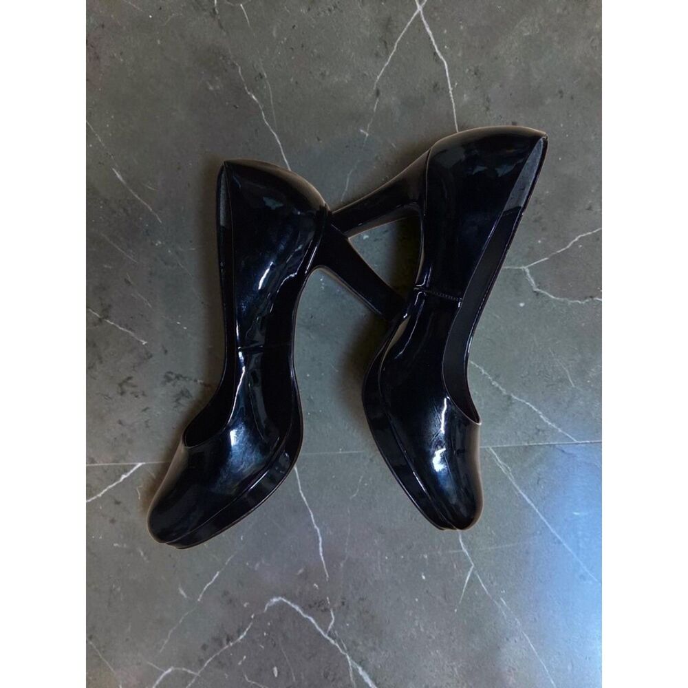 Lady Paulina Black Patent Leather Platform Pumps Heels - Size MX 25 / US 8